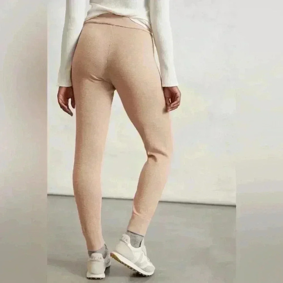 Anthropologie Varley Alice Cotton Knit Sweatpants in Praline Ivory - Picture 3 of 12